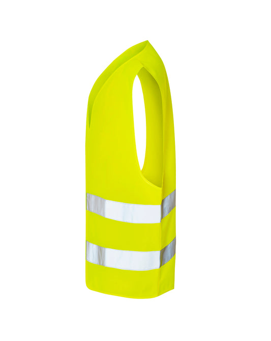 Gilet haute visibilité jaune personnalisé – vue de côté