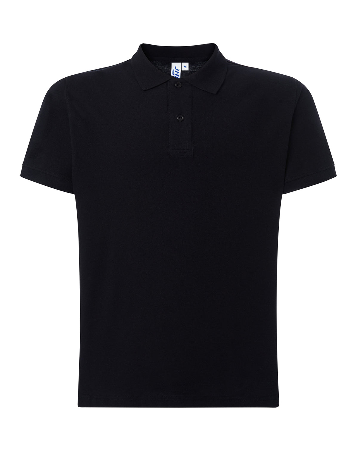 Polo premium noir personnalisé – vue de face